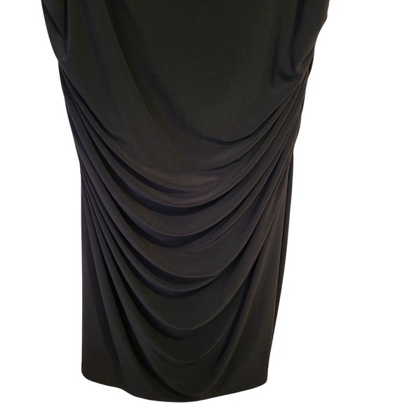 Lauren Ralph Lauren Black Sequin Cowl Neck Ruched Evening Gown Dress 18W Cocktai - Picture 2 of 6